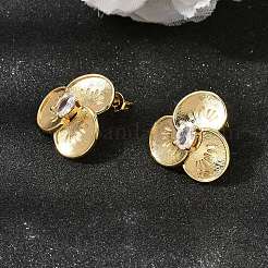 Orecchini a bottone da donna in ottone con zirconi trasparenti&nbsp;EJEW-A162-03G