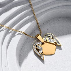 304 нержавеющая сталь полимерная глина стразы открывающиеся подвески ожерелья для женщин&nbsp;NJEW-Z065-12G