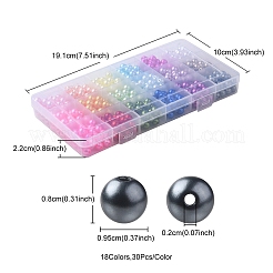 540 Uds. 18 cuentas de perlas de imitación de plástico abs pintadas con aerosol de estilo&nbsp;OACR-YW0001-35B