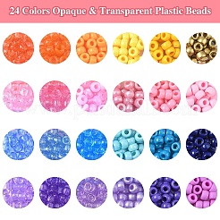 552 шт. 24-х цветные непрозрачные и прозрачные пластиковые бусины&nbsp;KY-YW0010-03