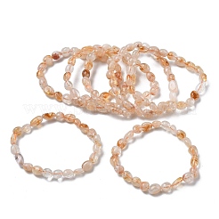 Braccialetti elastici con perline di citrino naturale per donna&nbsp;BJEW-Z158-02A-01