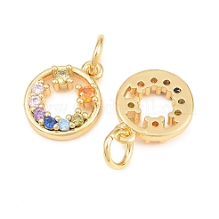 Messing Mikropflaster bunte Zirkonia Charms&nbsp;KK-P353-07G