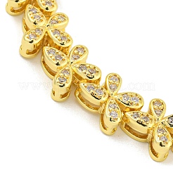 Braccialetti a maglie a farfalla da donna con placcatura in ottone e pavé di zirconi cubici&nbsp;BJEW-B110-05G-03