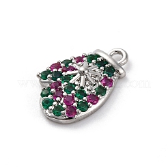 Colgantes de circonita cúbica micro pavé de latón de la serie navideña&nbsp;KK-Q010-01P-03B