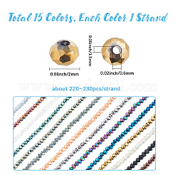 15 стиль 15 цвета гальванизированные стеклянные бусины нити EGLA-LT0001-05