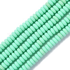 手作り樹脂粘土ビーズ連売り  ジュエリー工芸用品のDIY用  フラットラウンド  アクアマリン  6~7x3mm  穴：1.5mm  約113~116個/連  15.55インチ〜16.14インチ（39.5~41cm）&nbsp;CLAY-N008-008P