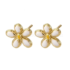 Серьги-гвоздики в виде цветка из латуни EJEW-H165-04G-01