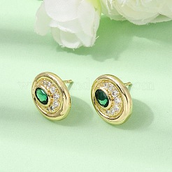 Boucles d'oreilles en laiton avec zircone cubique de micro pave&nbsp;EJEW-G471-13G-03