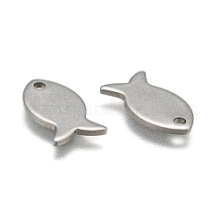 変色しにくい304ステンレススチール製の魚チャーム  ステンレス鋼色  13x7x1mm  穴：1mm&nbsp;LS-STAS-M037-08