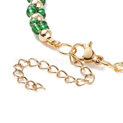 Bracciale da donna con semi di vetro e imitazione di perle di fiori intrecciati con perline di fiori&nbsp;BJEW-JB08559