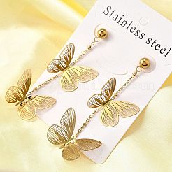 Серьги-гвоздики с кисточками из нержавеющей стали 304&nbsp;EJEW-D308-11G