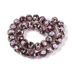 Нити бусин-рондель с внутренним цветком ручной работы в технике лэмпворк LAMP-T022-24B