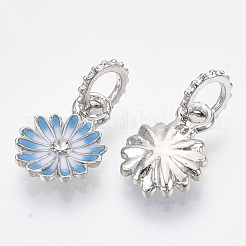 合金ヨーロッパダングルチャーム  クリスタルラインストーンとエナメル  大穴ペンダント  花  プラチナ  22mm  穴：5mm  花：16.5x12x3mm&nbsp;X-MPDL-T004-09P-B