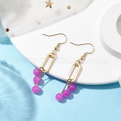Boucles d'oreilles imitation jade verre pendentif&nbsp;EJEW-JE05924-04