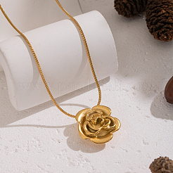 Минималистичные ожерелья-змейки с подвеской в виде цветка розы из нержавеющей стали 304 для женщин&nbsp;KV0581