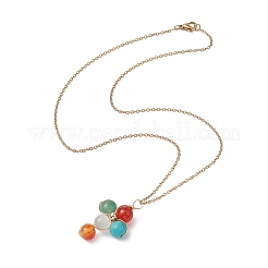 Set di gioielli con croce con pietre preziose naturali e sintetiche&nbsp;SJEW-JS01284-01