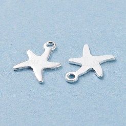 ステンレススチールチャーム201個  ヒトデ/海星  銀  11.5x9x0.8mm  穴：1mm&nbsp;STAS-F039-47-S