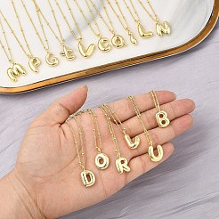 Collier avec pendentif en laiton avec lettre initiale 1 pièce&nbsp;NJEW-YW0001-24N