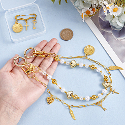 1 шт. акриловые круглые бусины и латунные перья крест-накрест для сумки декоративные цепочки и 1 шт. брошь из сплава&nbsp;HJEW-GA00055