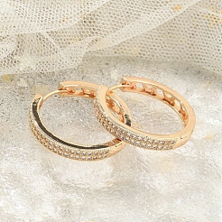 Серьги-кольца из латуни с прозрачным кубическим цирконием EJEW-M090-01G-06
