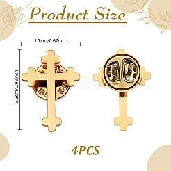 4 pieza de broche de solapa de acero inoxidable con forma de cruz para mochila y ropa.&nbsp;JEWB-GA0001-53G