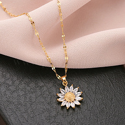 Colliers pendentif tournesol en verre&nbsp;WG43941-01