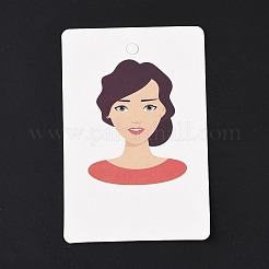 紙のピアスディスプレイカード  イヤリングホルダーカード  女の子の模様と長方形  ライトコーラル  9x6x0.03cm  穴：5mmと1mm&nbsp;DIY-B061-05K