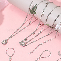 2шт сплав панцирная цепь браслеты на палец для женщин BJEW-CY0001-06