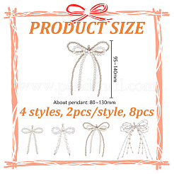 8 stücke 4 arten bowknot glas perle & kunststoff schuhe charme&nbsp;HJEW-GO00089