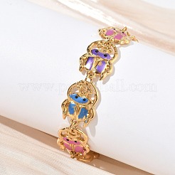 Braccialetti da donna in acciaio inossidabile 304 con catena a maglie colorate a forma di insetto smaltata.&nbsp;SA-CBA7107-05G
