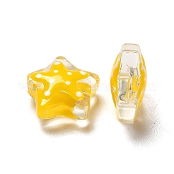 ガラスビーズ  水玉模様で  スター  きいろ  12~12.5x12.5~13x6~6.5mm  穴：0.9~1mm&nbsp;LAMP-M011-05A
