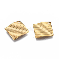304ステンレスペンダント  ツイスト菱形  ゴールドカラー  16x16x1.5mm  穴：1.4mm&nbsp;STAS-S080-054G-NR