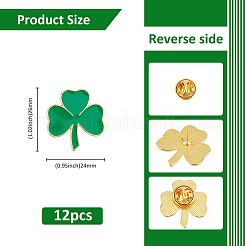 12 шт. брошь в виде трилистника из сплава и эмали ко дню Святого Патрика&nbsp;JEWB-FH0001-64A