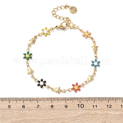 Браслеты из нержавеющей стали 304 с цветком и звездой для женщин BJEW-F524-06B-G