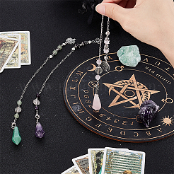 3 stücke 3 arten kugel natürliche amethyst & aventurin & rose quarz wünschelrutenpendel&nbsp;PALLOY-GO00041