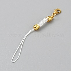 合金ポリエステル携帯ストラップ  アイアン製カニカン付き  ホワイト  8.5cm&nbsp;AJEW-WH20004-68G-09