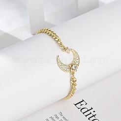 Браслеты с подвесками из латуни с прозрачным кубическим цирконием&nbsp;LS-BJEW-M050-01G-02