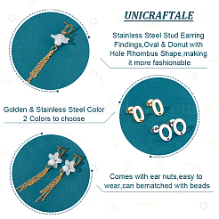 56 шт. 4 стиля фурнитуры для сережек-гвоздиков из нержавеющей стали 201 STAS-UN0047-61