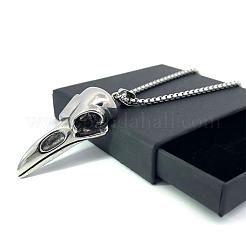 Готические мужские ожерелья с подвеской из нержавеющей стали в виде черепа ворона в стиле скандинавского викинга FQ2781