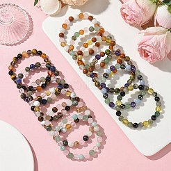 12 stücke 12 arten konstellation gemischt edelstein runde perlen stretch armband sets&nbsp;BJEW-JB10910