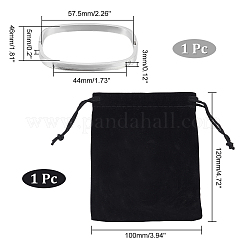 1шт. Прямоугольный браслет с подвеской из прозрачного кубического циркония BJEW-UN0001-37P