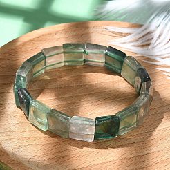 Stretch-Armbänder aus quadratischen Naturfluoritperlen für Damen und Herren&nbsp;BJEW-C097-06L
