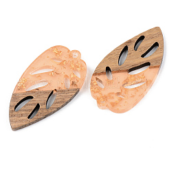 Colgantes de resina transparente y madera de nogal&nbsp;X-RESI-S389-048A-B04