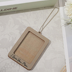 Прямоугольник со словом я люблю тебя мама деревянная подвесная фоторамка&nbsp;HJEW-SP0001-19B