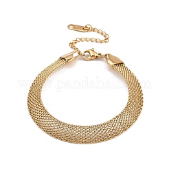 Браслеты из нержавеющей стали 304 с сетчатыми цепочками для женщин BJEW-G759-05G