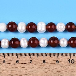 Натуральный сердолик (окрашенный и нагретый) круглый и натуральный культивированный пресноводный жемчуг картофельные бусины с канавками&nbsp;PEAR-N019-09