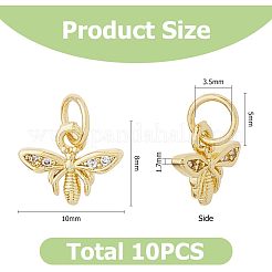 10шт латунные микропаве прозрачные кубические циркониевые подвески&nbsp;ZIRC-HS0001-01