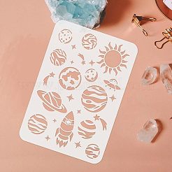 プラスチック再利用可能な描画絵画ステンシル テンプレート  ファブリック タイル 床 家具 木材の塗装用  長方形  惑星模様  297x210mm&nbsp;DIY-WH0202-353