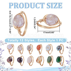 12 anello con pietre preziose naturali&nbsp;RJEW-HY00004