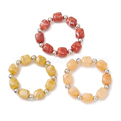 Pulsera elástica de cuentas cuboides de acrílico y plástico CCB de dos tonos para mujer.&nbsp;BJEW-JB13302-01